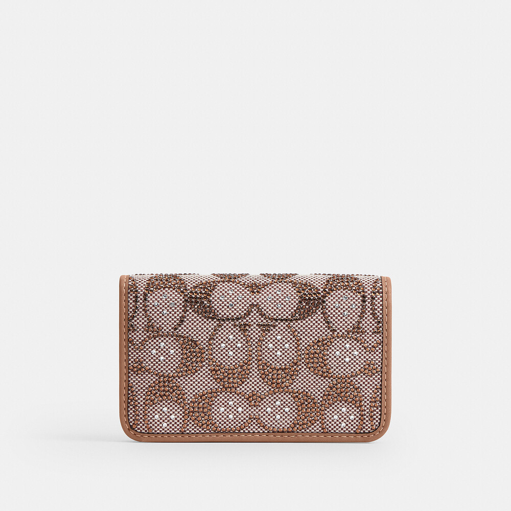 NWT Coach Essential Slim Card Case In Crystal Signature Jacquard
